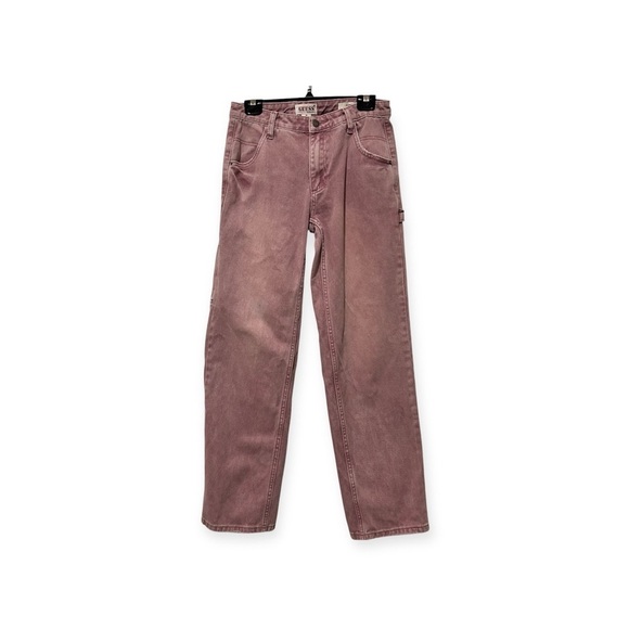 GUESS Originals Mid-Rise Women’s Overdye Slouchy Carpenter Pink Wash Jeans - Picture 2 of 16